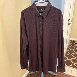 BUTTERCLOTH Mens Long Sleeve Button Shirt Black/Maroon Flip Cuff - 3XL TALL FIT